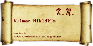 Kulman Miklós névjegykártya